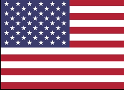 [ai] The flag of the United States featuring 13 horizontal red and white stripes and a blue rectangle with 50 white stars arranged in nine rows.